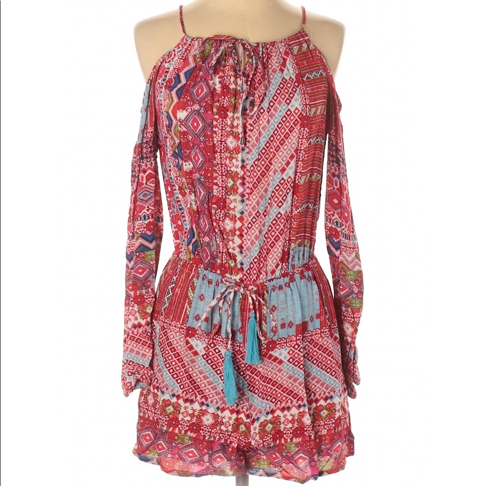 Boho Romper | Red Romper | Long Sleeve - image 1